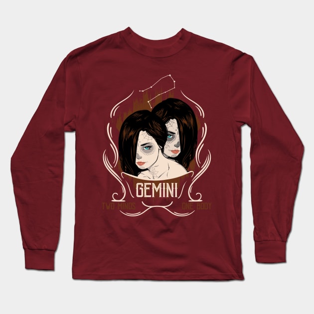 Zodiac Signs: Gemini - The Twins Long Sleeve T-Shirt by Superfunky